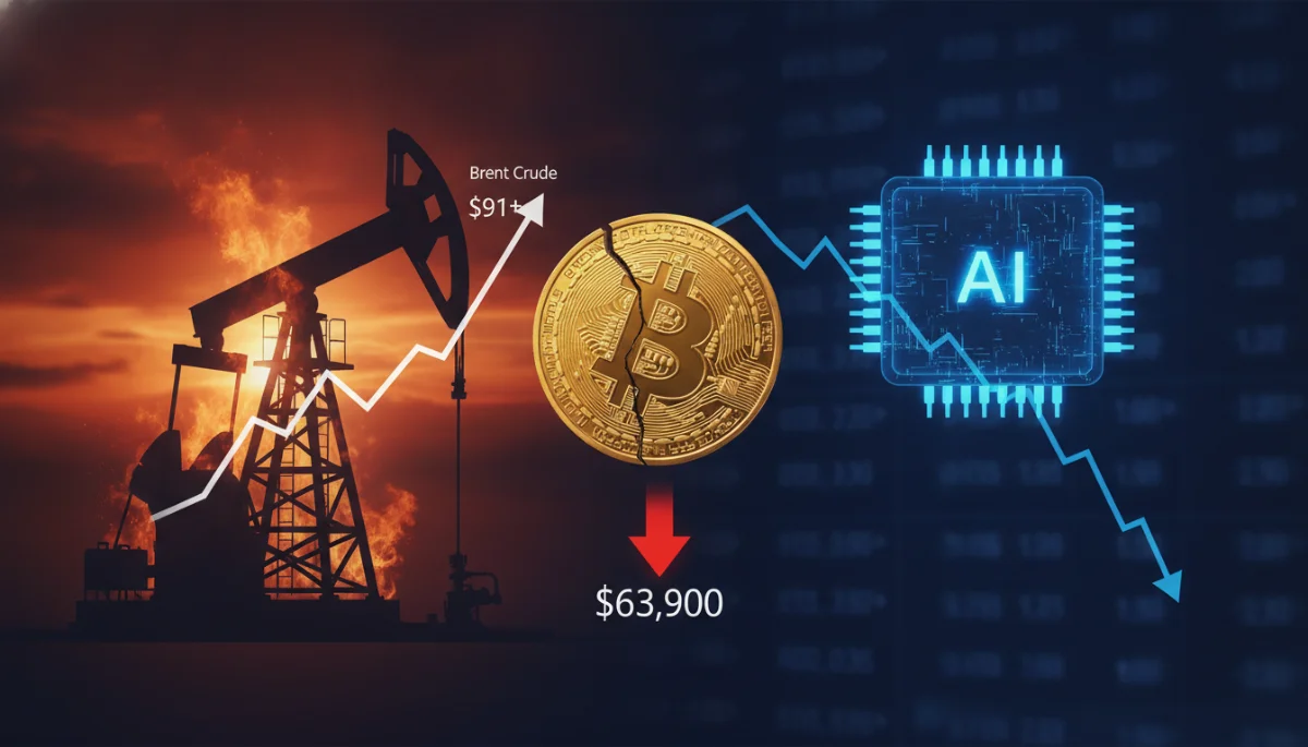 Bitcoin sous 64 000 $ : pétrole en hausse et crises de l’IA
